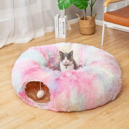 Brémis 2 in 1 Cat Tunnel Donut Bed