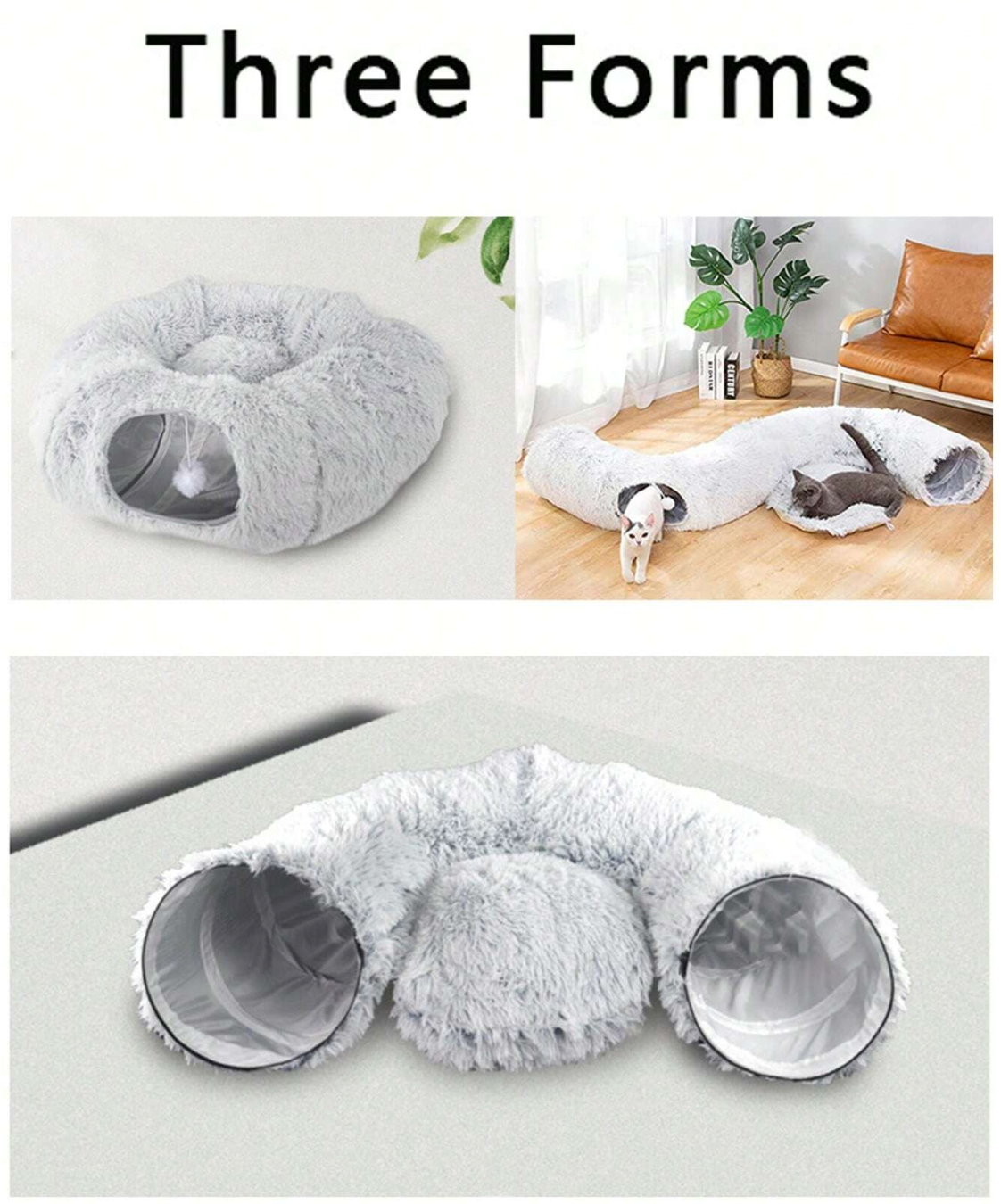 Brémis 2 in 1 Cat Tunnel Donut Bed