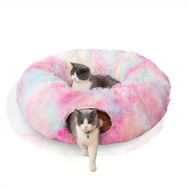 Brémis 2 in 1 Cat Tunnel Donut Bed