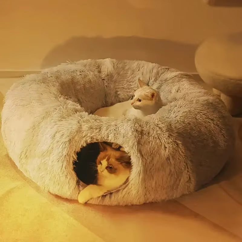 Brémis 2 in 1 Cat Tunnel Donut Bed