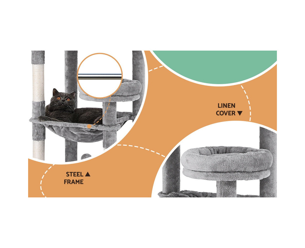 143cm Multi-Level Cat Tree with Toys and Bed Cubicle