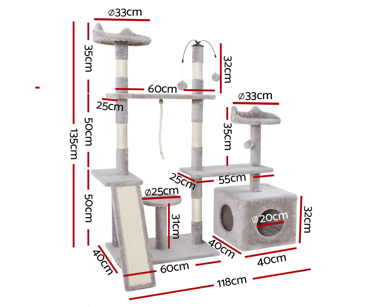 135cm Four-Level Cat Tower with Claw Board