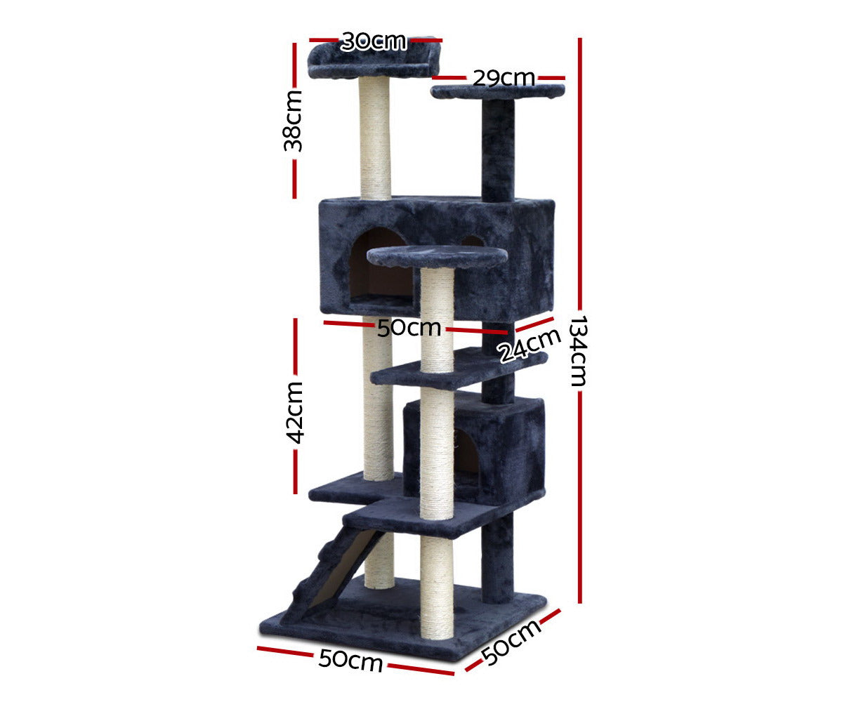 134cm Plush Cat Tree with Cradle and Ladder