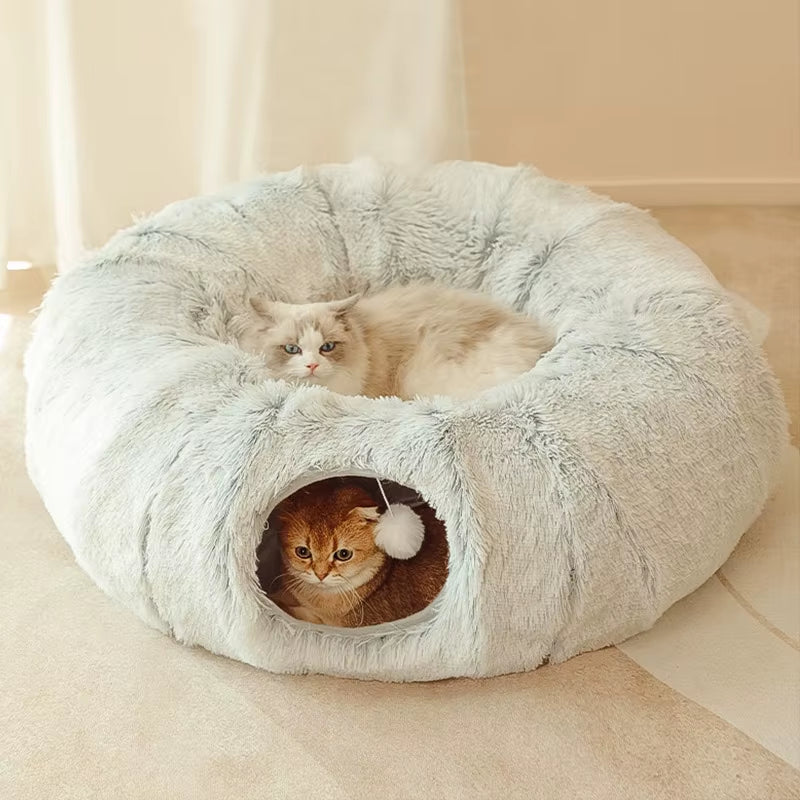 Brémis 2 in 1 Cat Tunnel Donut Bed