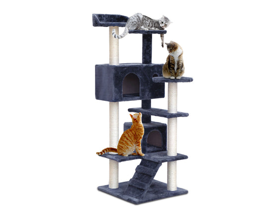 134cm Plush Cat Tree with Cradle and Ladder