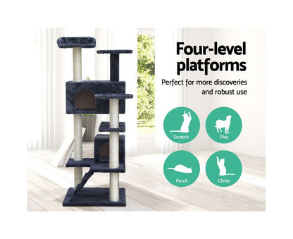 134cm Plush Cat Tree with Cradle and Ladder