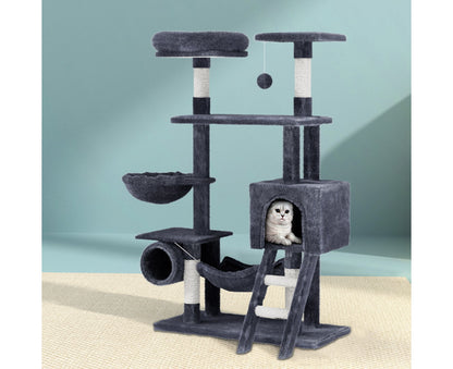 144cm Multi-Activity Cat Tree with Hammock and Tunnel