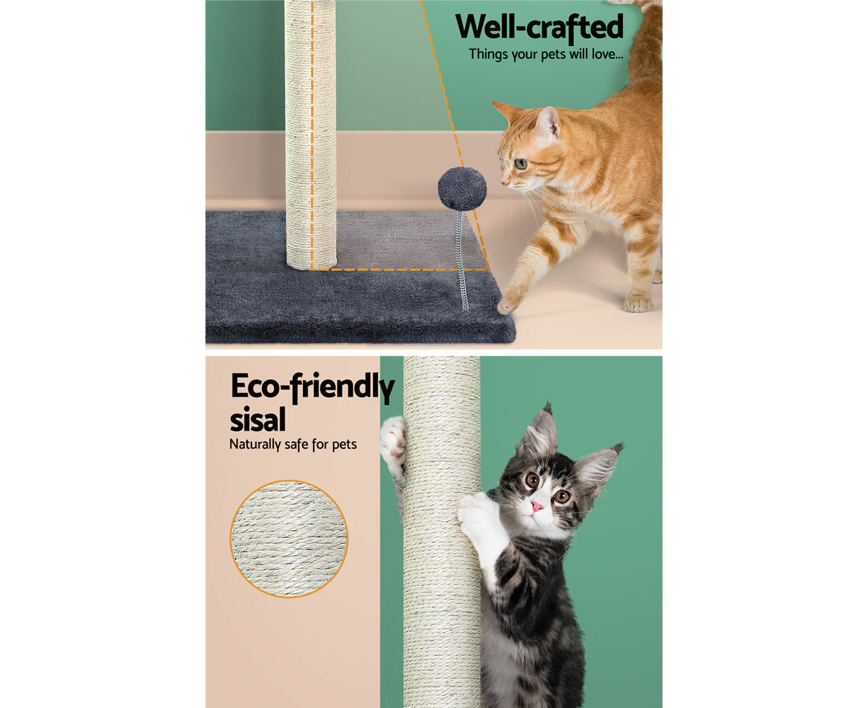 I.Pet Cat Tree 105Cm Scratching Post Scratcher Tower Condo House Hanging Toys Grey