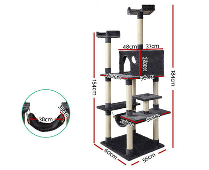 Grand Cat Tower - 184cm Multi-Level Cat Tree