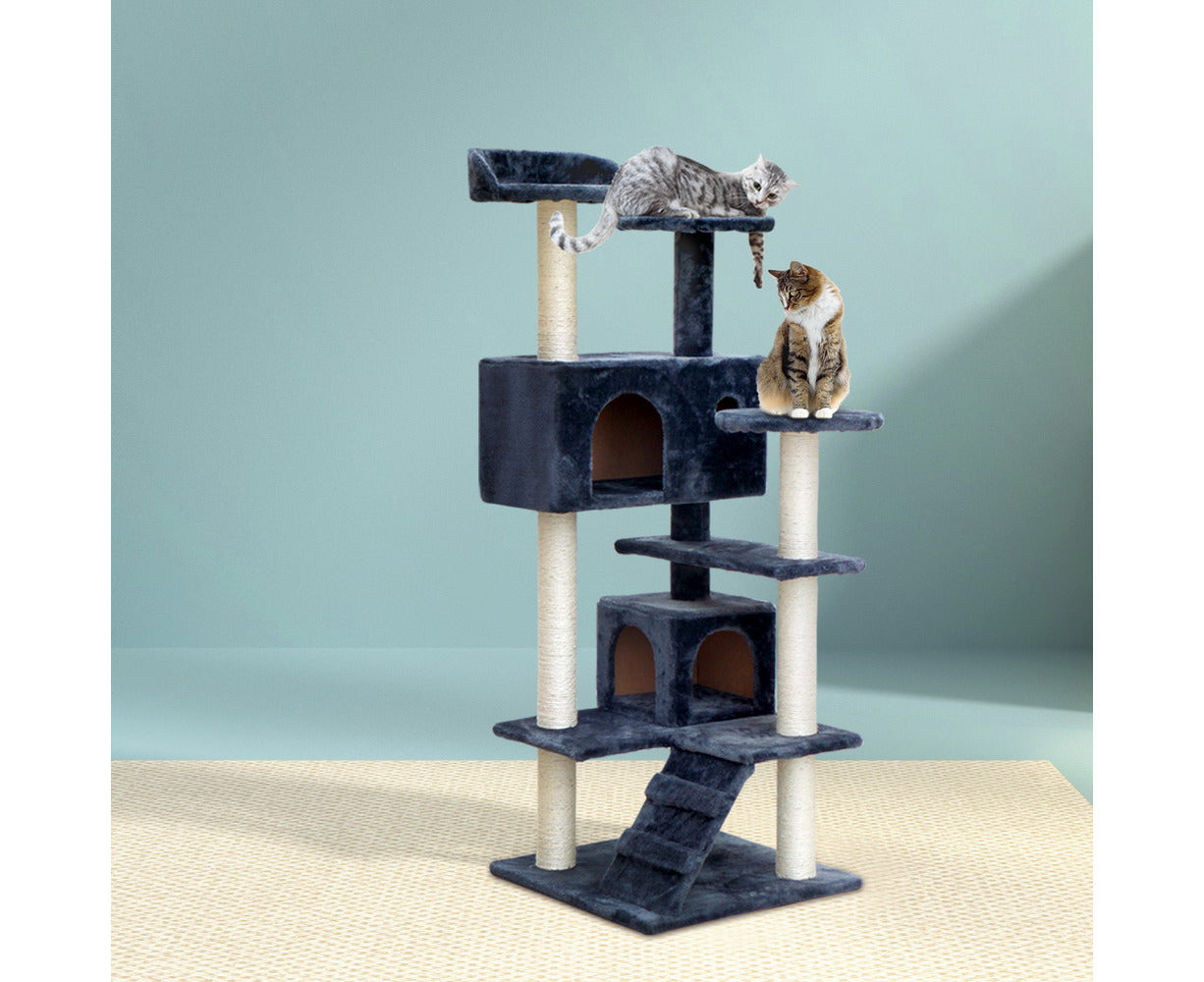 134cm Plush Cat Tree with Cradle and Ladder