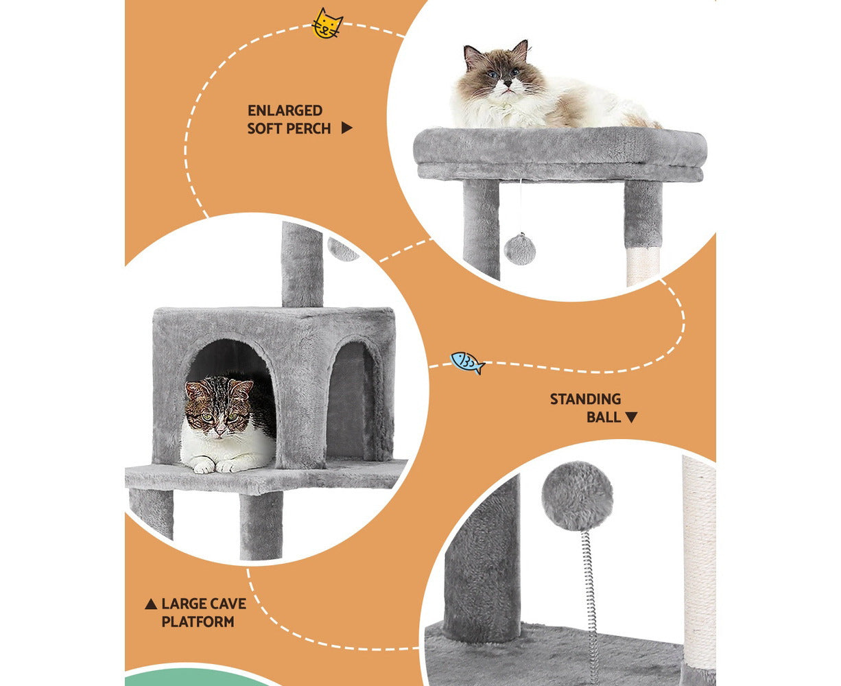 143cm Multi-Level Cat Tree with Toys and Bed Cubicle