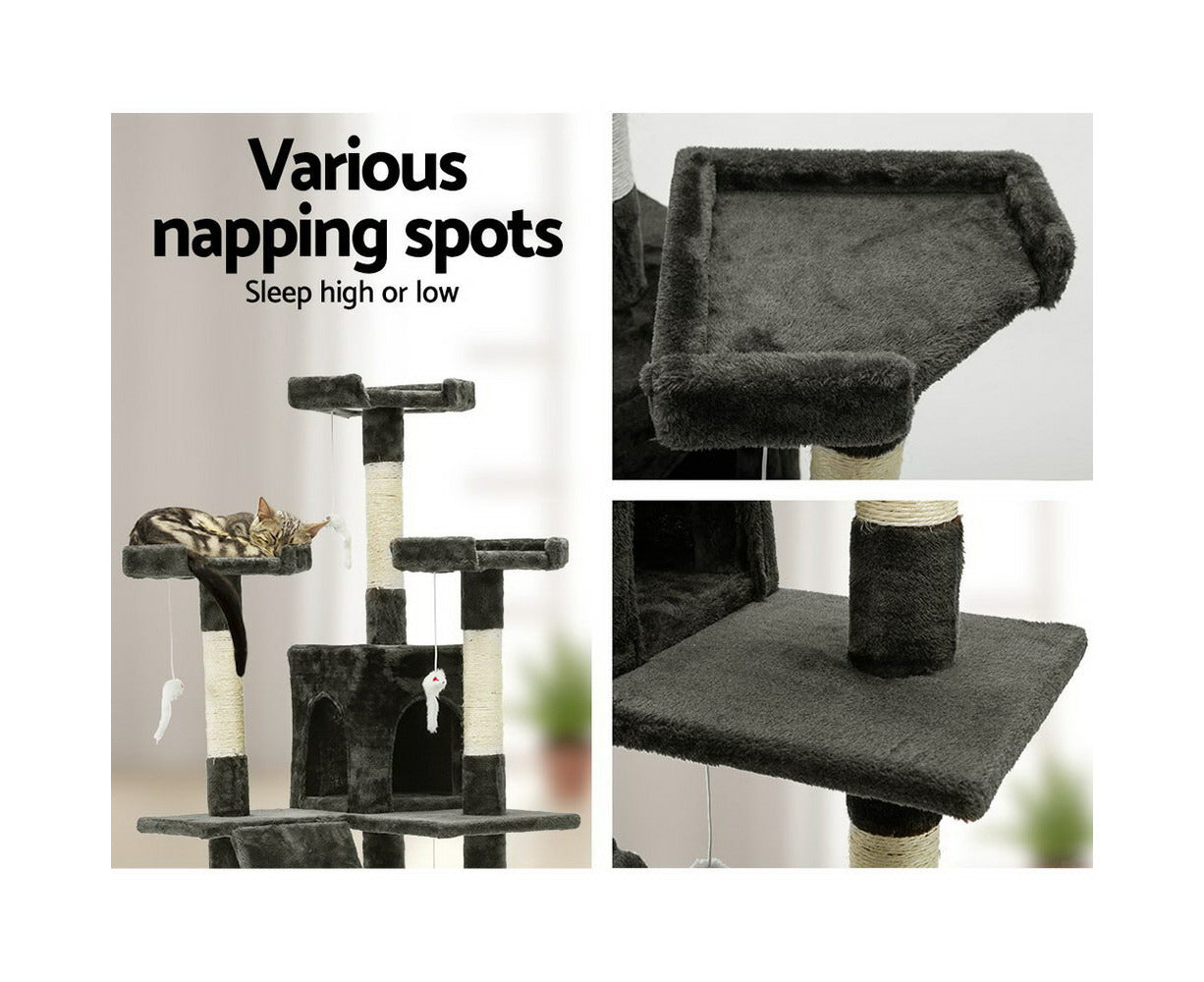 Regal Cat Tower - 180cm Multi-Level Cat Tree (Charcoal)