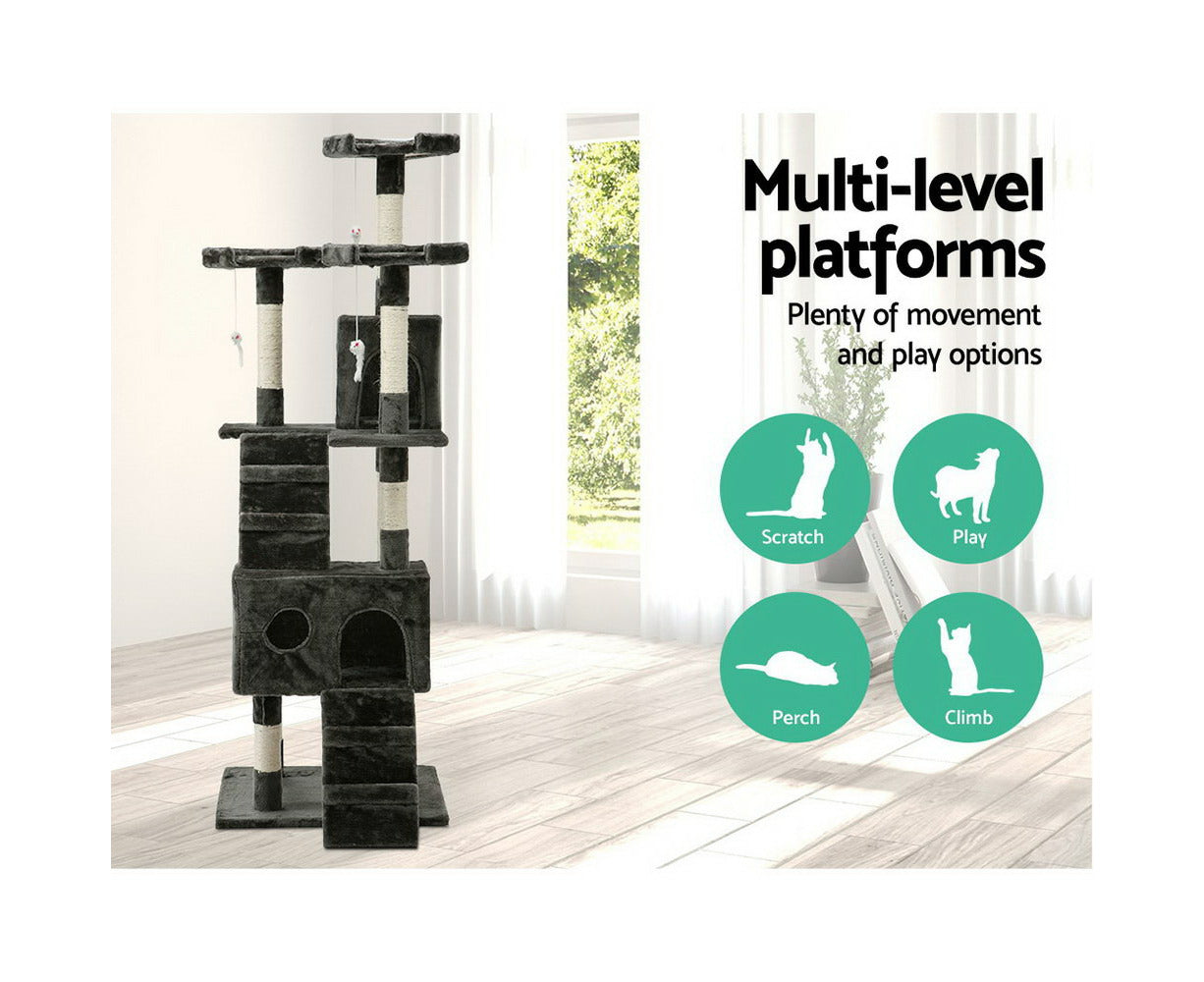 Regal Cat Tower - 180cm Multi-Level Cat Tree (Charcoal)